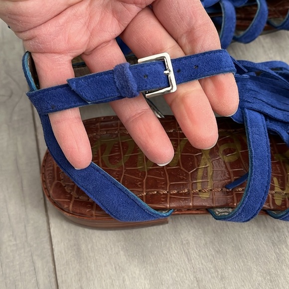 HOST PICK 💙 SAM EDELMAN Suede Leather Fringe Sandal Royal Blue, Size 7.5 - Picture 12 of 13